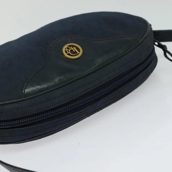 Christian Dior Honeycomb Canvas Shoulder Bag Gold Navy - Picture 7 of 16